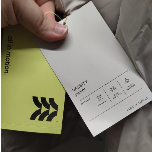 All in Motion Men's 3X Beige Wind & Water Resistant Insulated Varsity Jacket NWT - Picture 6 of 8